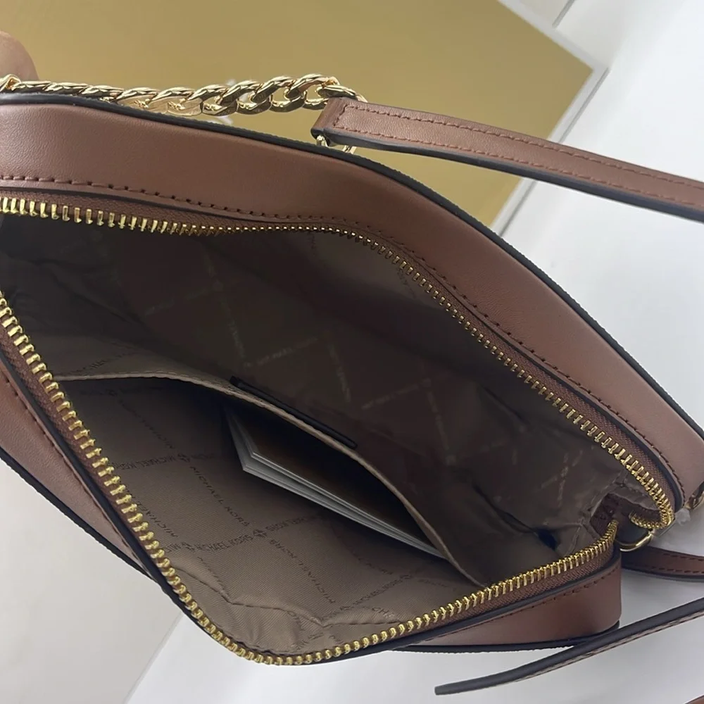 MICHAEL KORS Jet Set Large East West Zip Printed Logo Crossbody Bag Luggage  NWT